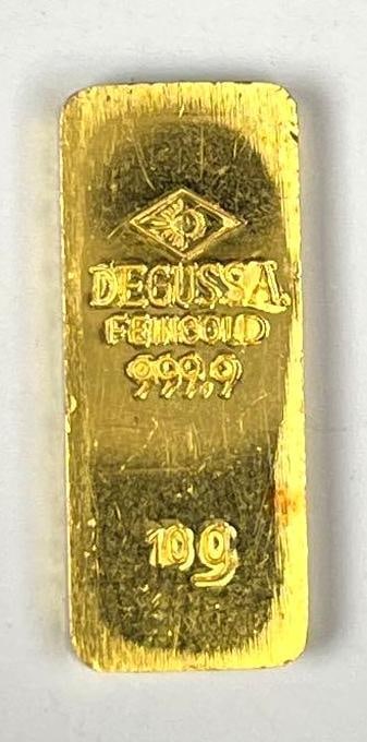 Degussa 10 Grams 999.9 Fine Gold Ingot/ Bar: Degussa 10 Grams 999.9 Fine Gold Ingot/ Bar