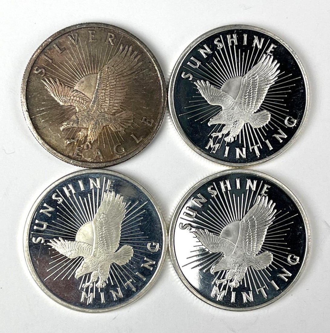 Group of 4 Sunshine Minting Eagle 1 oz .999 Fine Silver Rounds (1 of 2)
