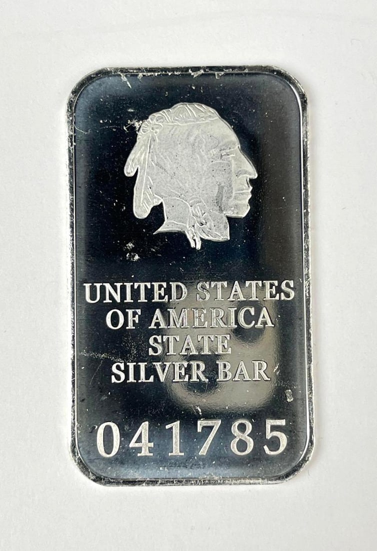 USA State Iowa Indian 1/2 oz .999 Fine Silver Ingot/ Bar (1 of 2)