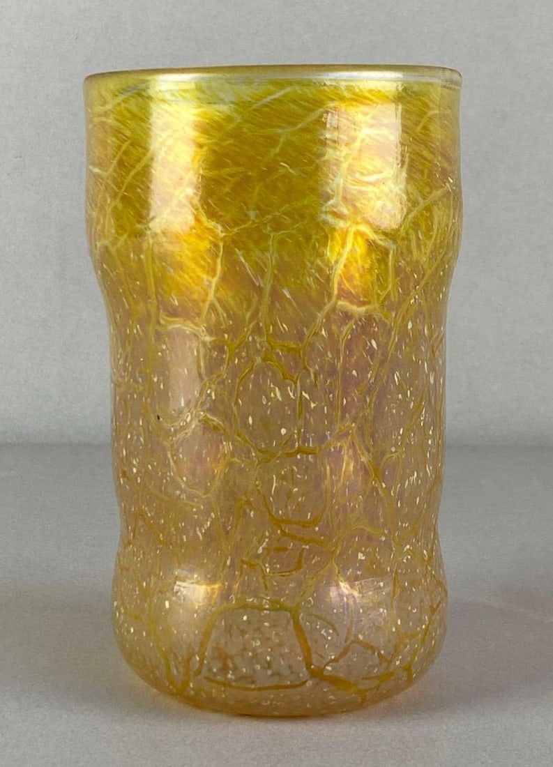 Amber Speckle Smooth Crackle Art Glass Vase (1 of 4)