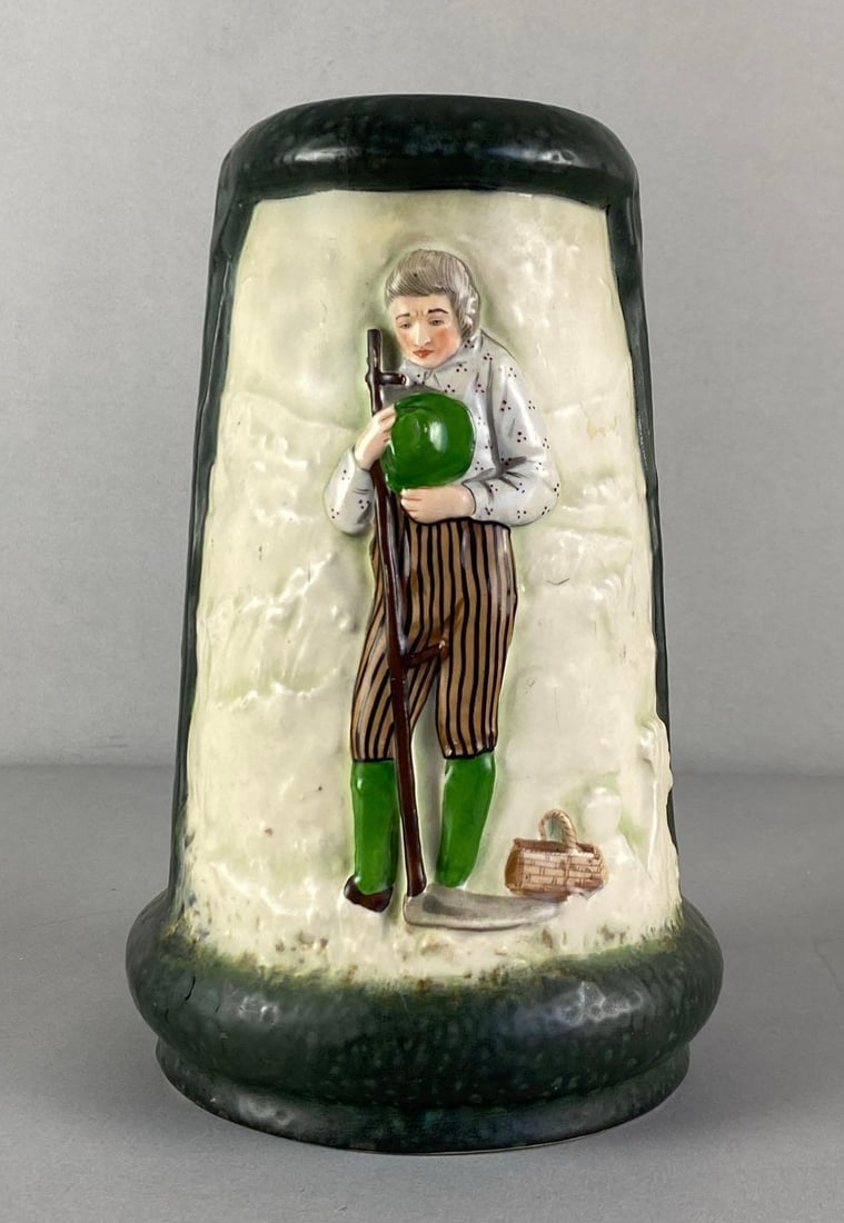 Vintage Amphora Pictorial Relief Art Pottery Vase: Made in austria, marked on base, measures 9 1/4 inches H x 5 3/4 inches W x 5 3/4 inches D