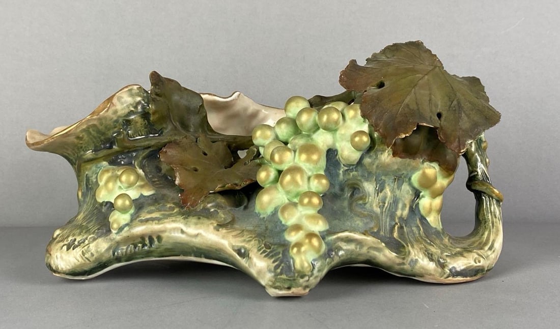 Antique Art Nouveau Grapes and Leafs Porcelain Centerpiece Bowl (1 of 5)