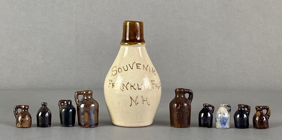 Group of Souvenir Miniature Stoneware Jugs: Largest measures 4 inches H