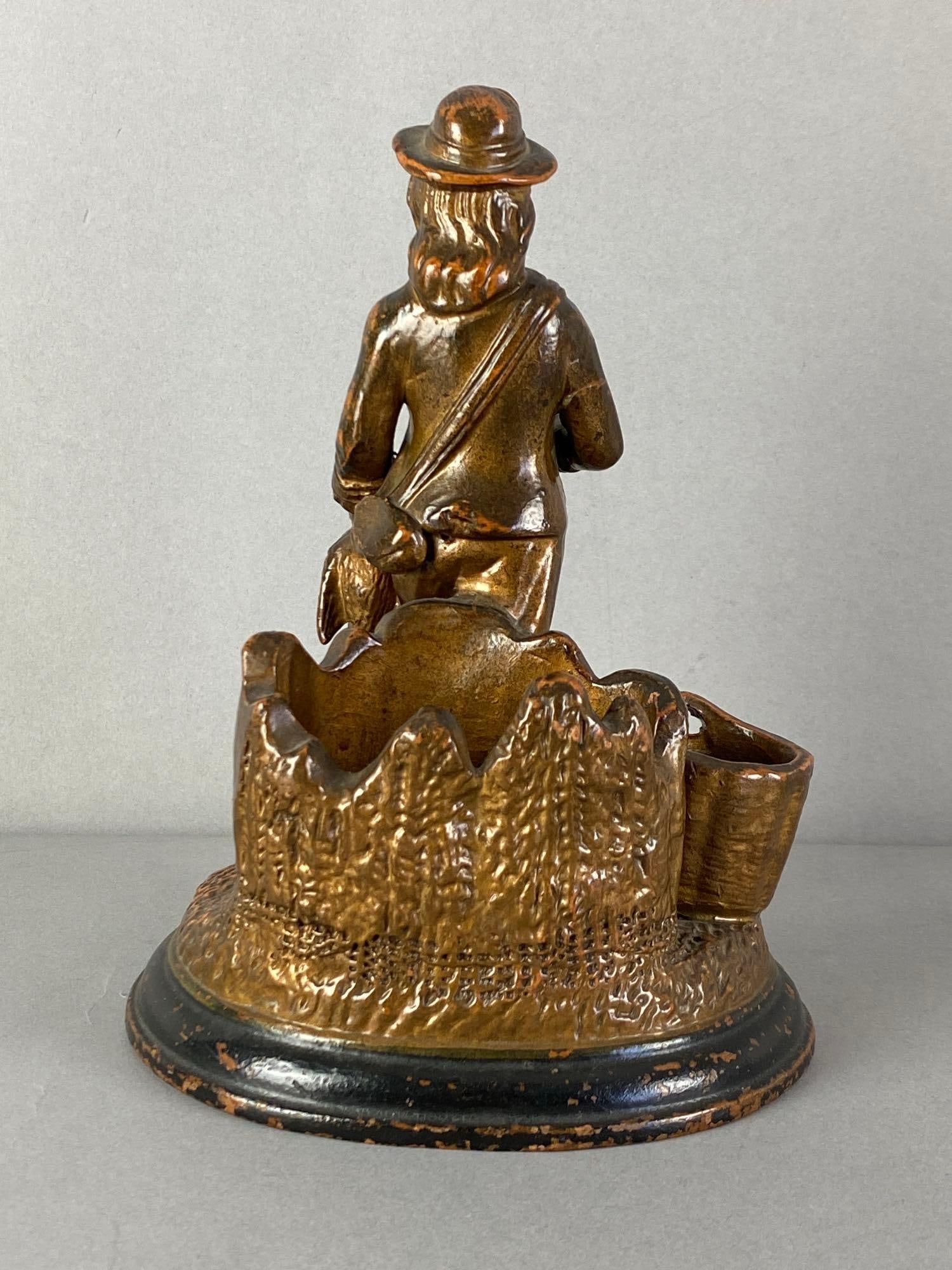 1958 CS Signed Pottery Figural Tabletop Smoking Stand - 2