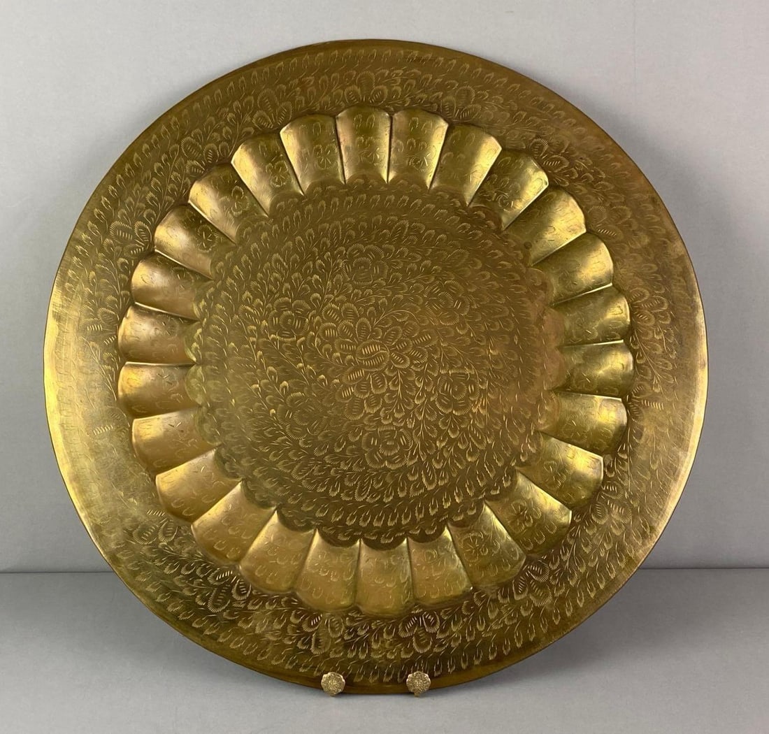 Indian Engraved Brass Charger (1 of 2)