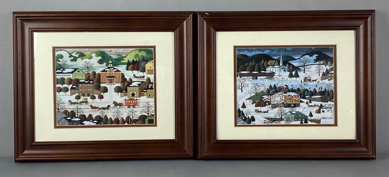 Group of 2 Charles Wysocki Americana Winter Landscape Prints (1 of 2)