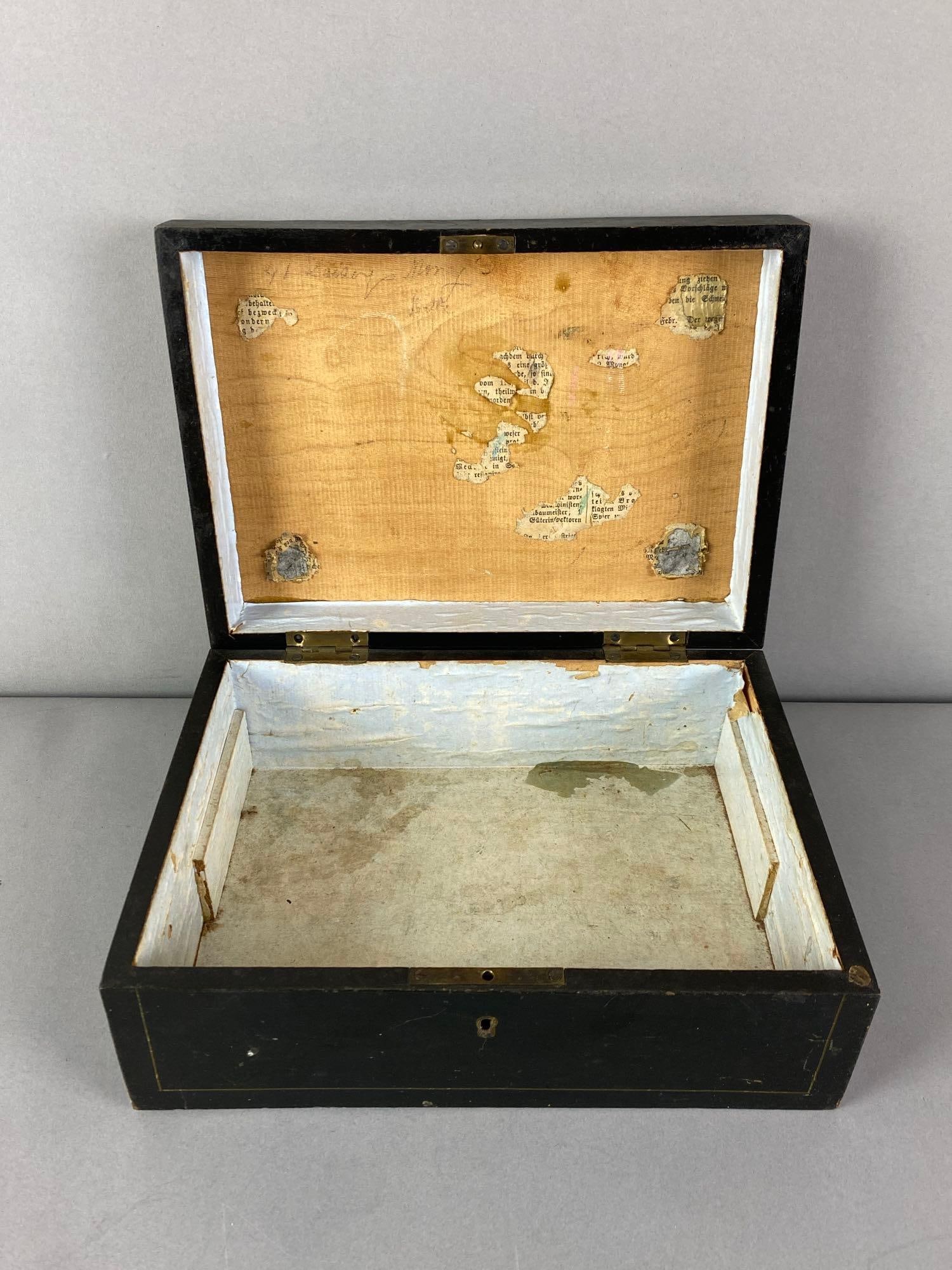 Antique Wood Locking Document/Treasure Box - 2