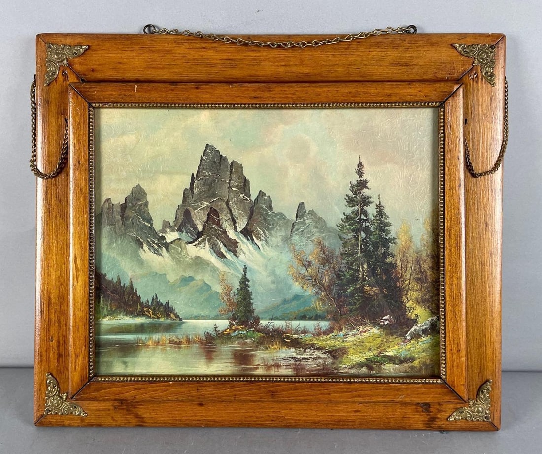 Vintage Wilmer Timerline Lake Lithograph with Flip-Out Frame (1 of 3)