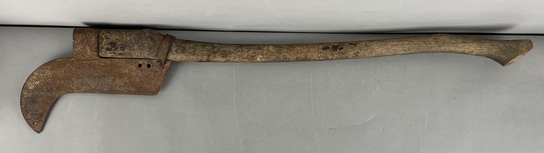Antique Hand Forged Brush Axe: From Madison co. Indiana barn, allegedly marked 1831, marking not found . Measures 41 1/2" x 9"