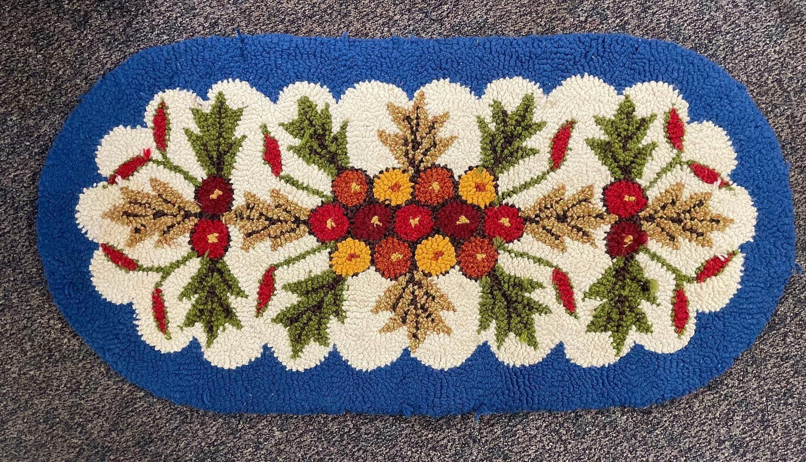 Vintage Hand-Hooked Floral Oval Rug (1 of 1)