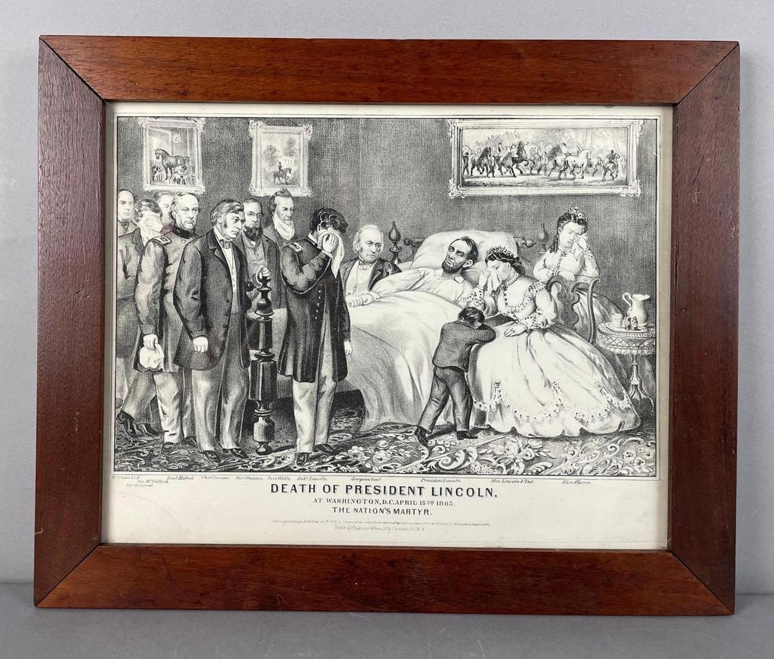 Antique Currier and Ives Death of President Lincoln Lithograph (1 of 2)