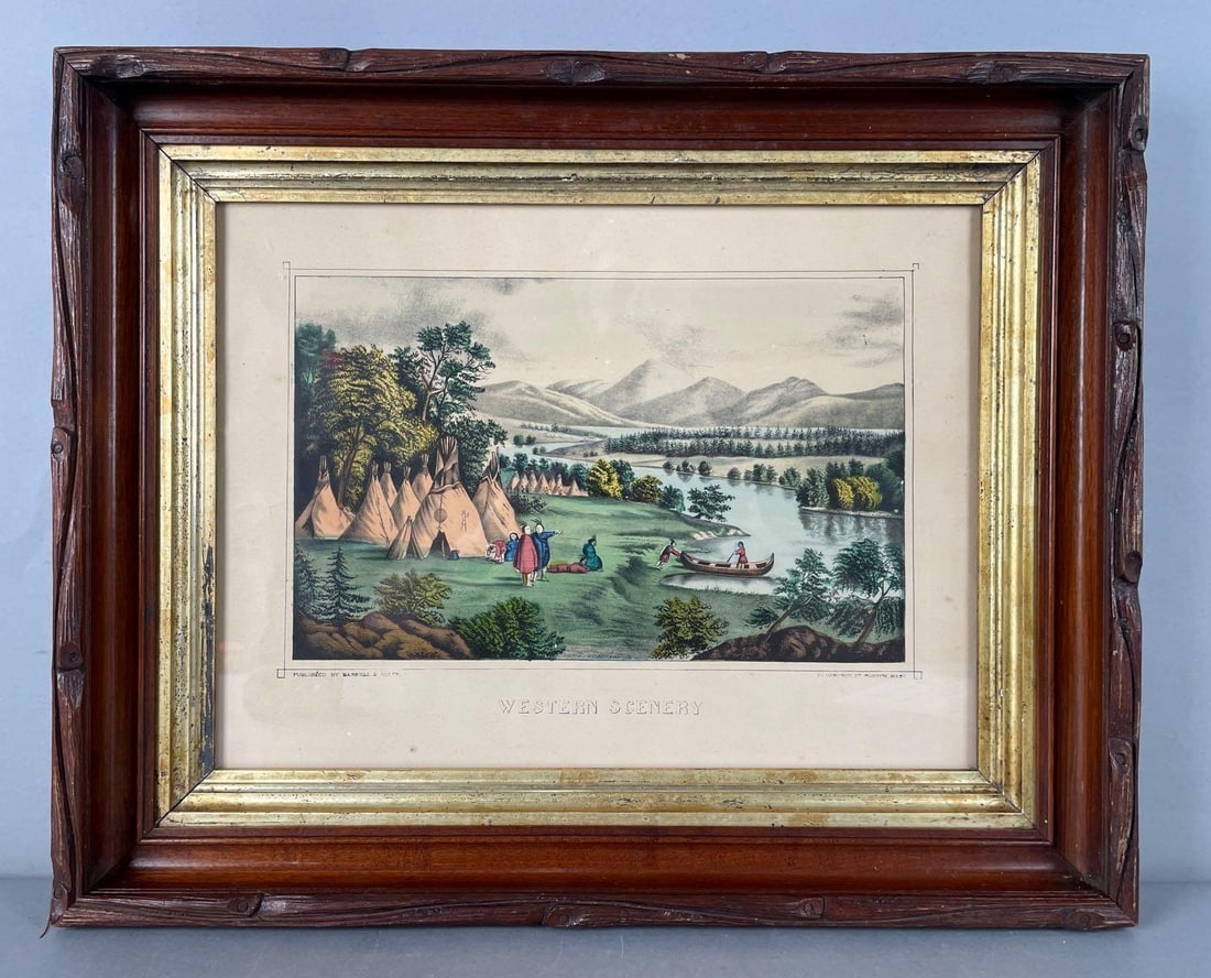 Antique Waskell and Allen Western Scenery Lithograph (1 of 3)