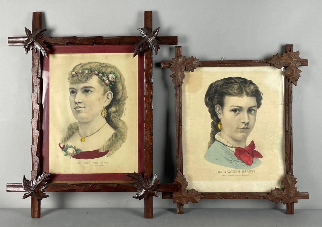 Group of 2 Antique Currier and Ives Female Portrait Lithographs (1 of 3)