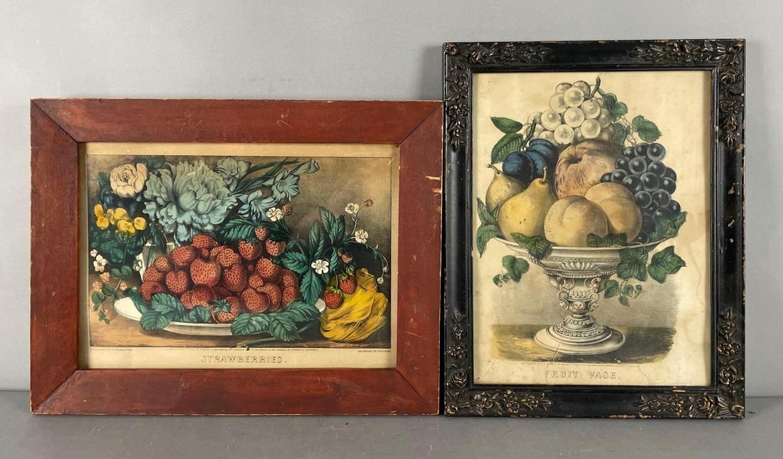 Group of 2 Antique Currier and Ives Fruit Lithographs (1 of 3)