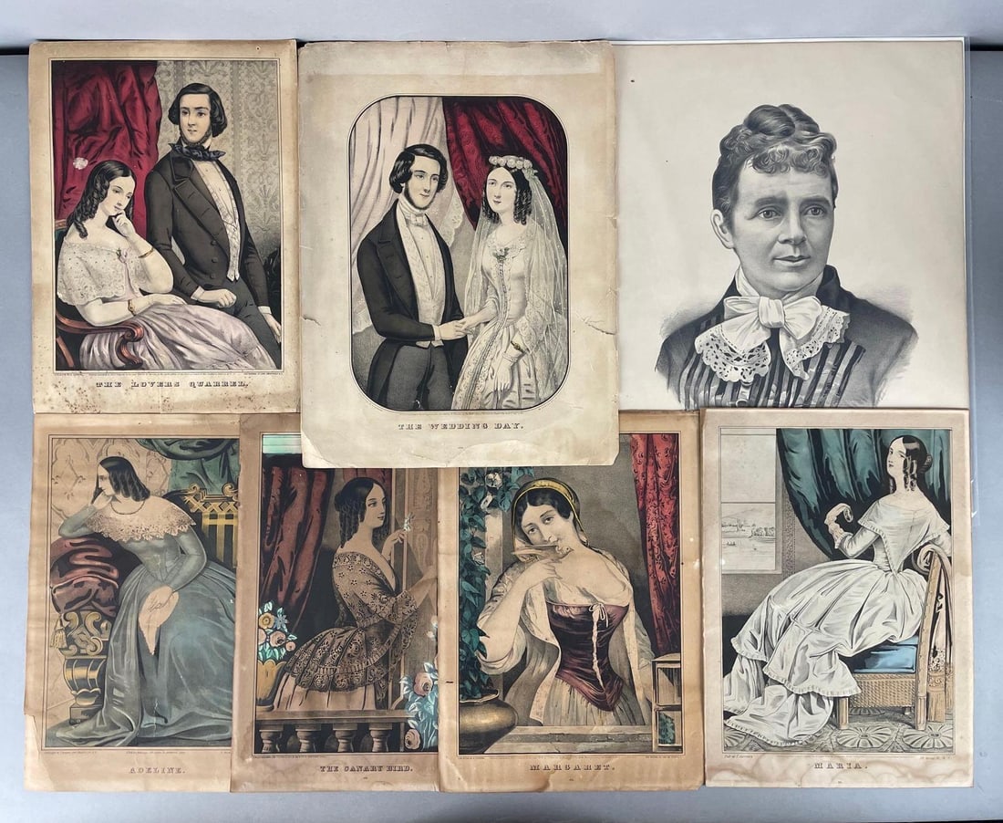 Group of Antique Currier and Ives Female Portrait Lithographs (1 of 3)