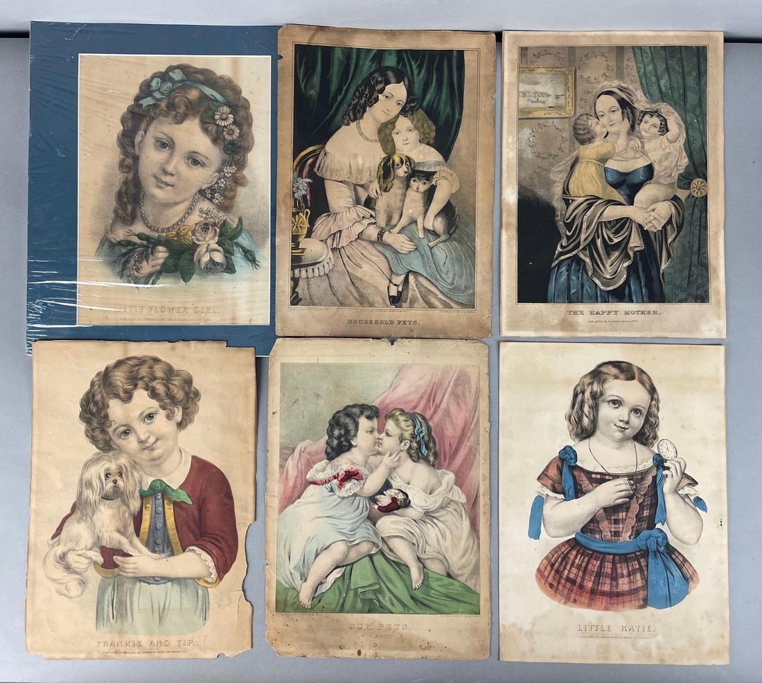 Group of Antique Currier and Ives Mothers and Girls Lithographs (1 of 3)