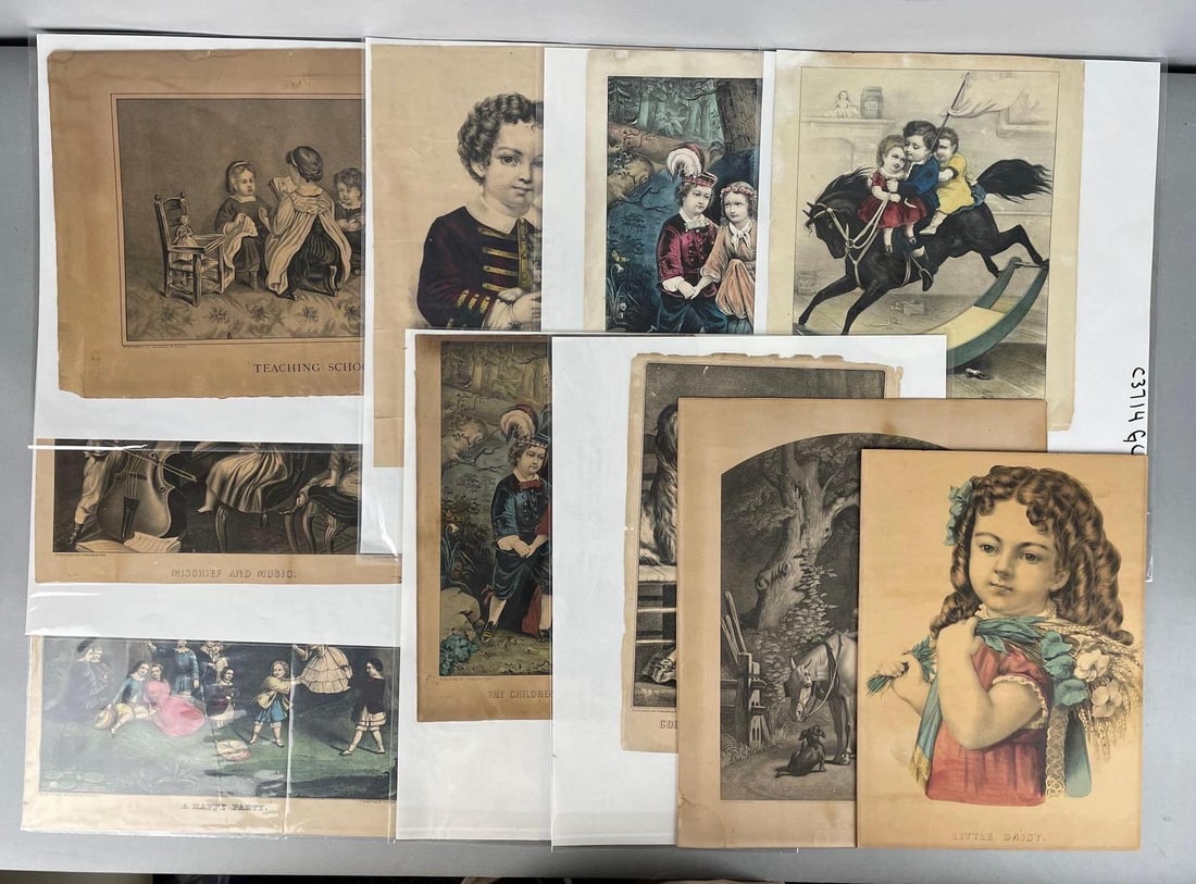 Group of Antique Currier and Ives Children Lithographs (1 of 4)