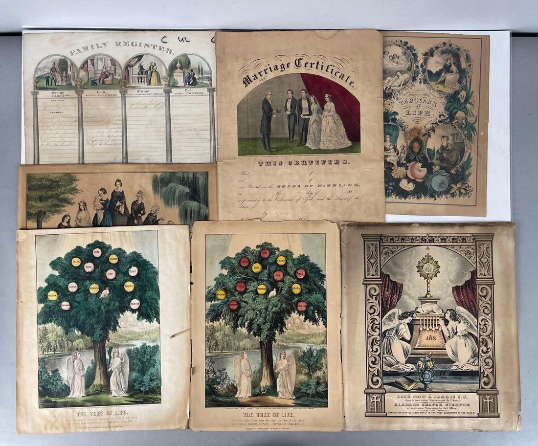 Group of Antique Currier and Ives Lithographs (1 of 3)
