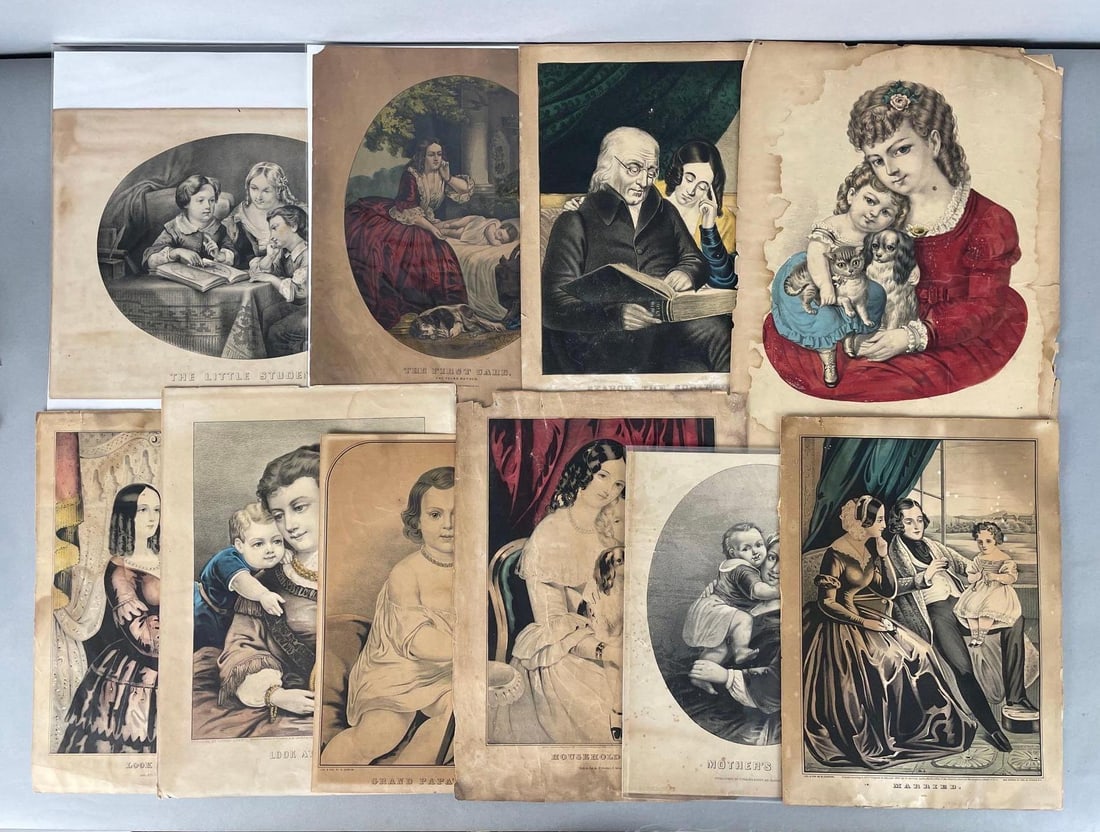 Group of Antique Currier and Ives Family Lithographs (1 of 4)