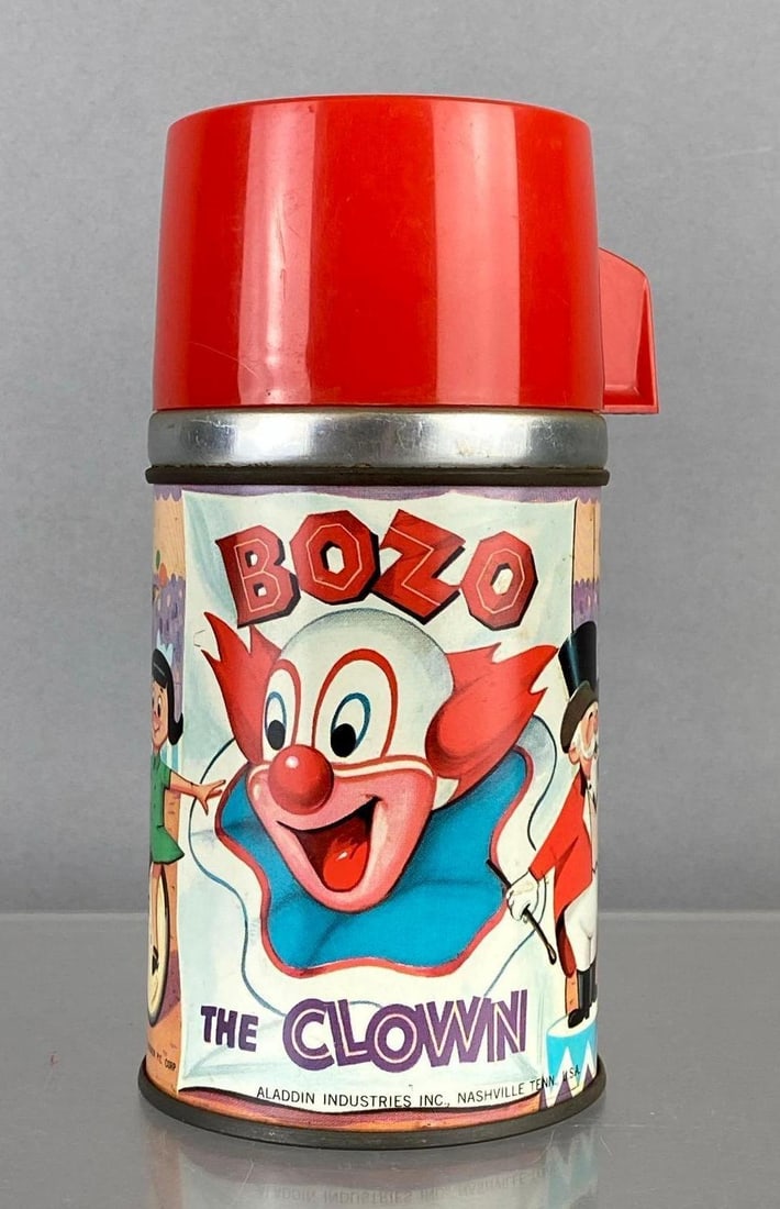 1963 Aladdin Half Pint Bozo The Clown Thermos: Measure 6 1/2 inches in length.