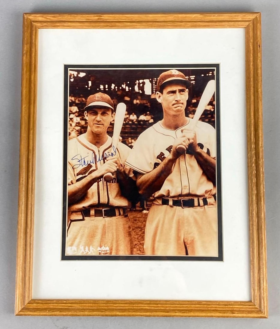 SIGNED Stan Musial Framed Photograph: Comes with Stack of Plaques COA. Measure L 15 x W 12 inches.
