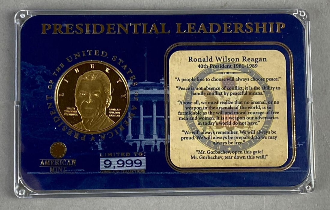 American Mint Ronald Reagan 24k Plated Copper Commemorative Coin (1 of 4)