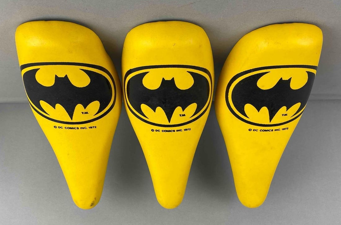 Group of 3 1972 DC Comics Batman Bicycle Seats: One measure 11 inches inches in Length.