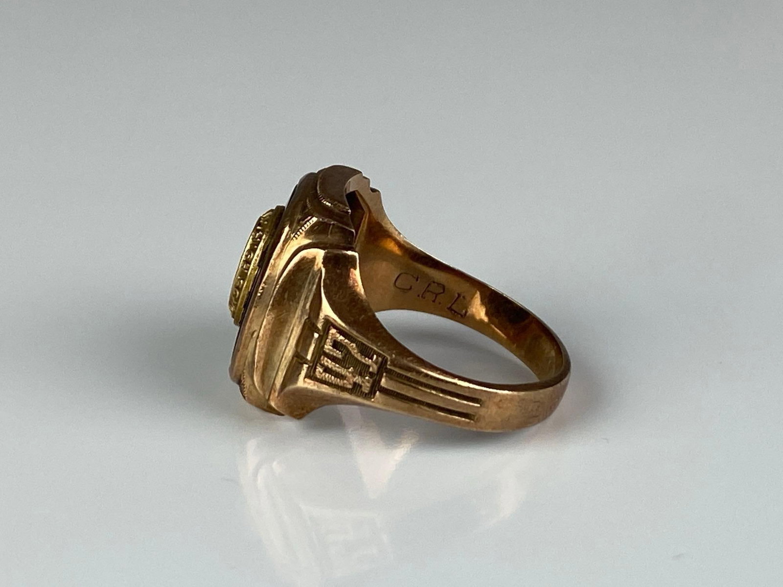 1947 10K Yellow Gold Poughkeepsie NY High School Class Ring - 2