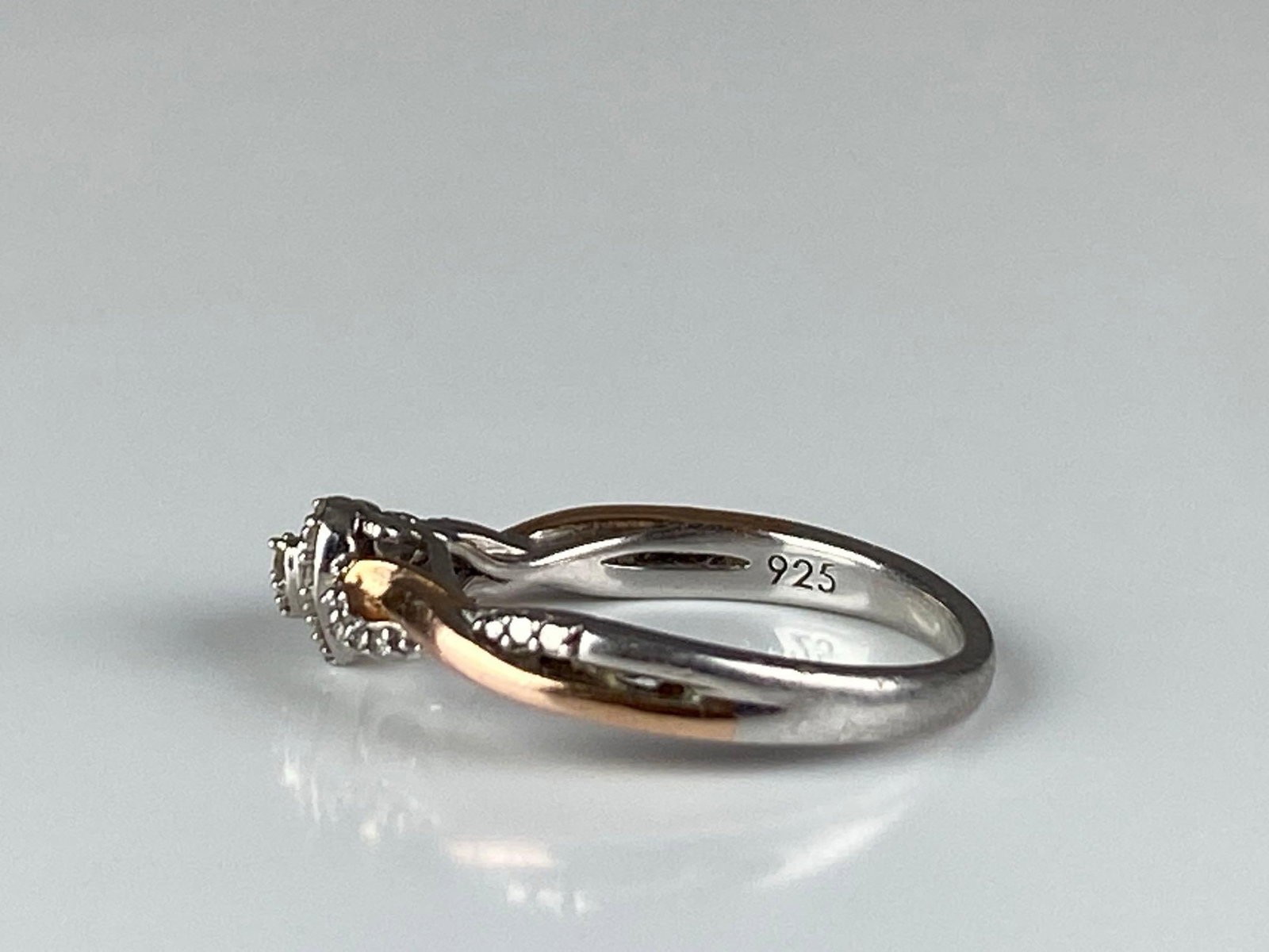 Sterling Silver Two-Tone Heart Diamond Ring - 2