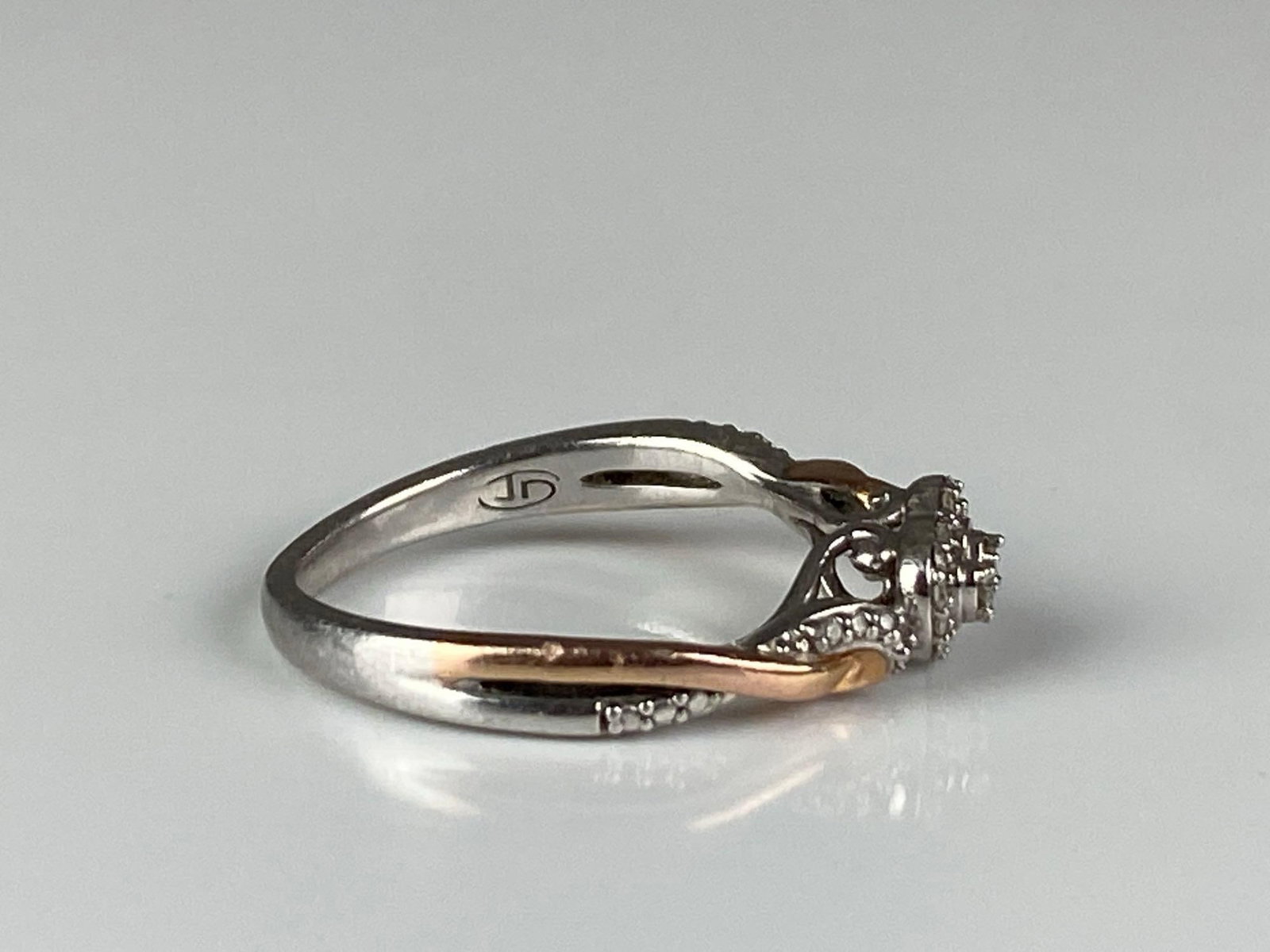 Sterling Silver Two-Tone Heart Diamond Ring - 4