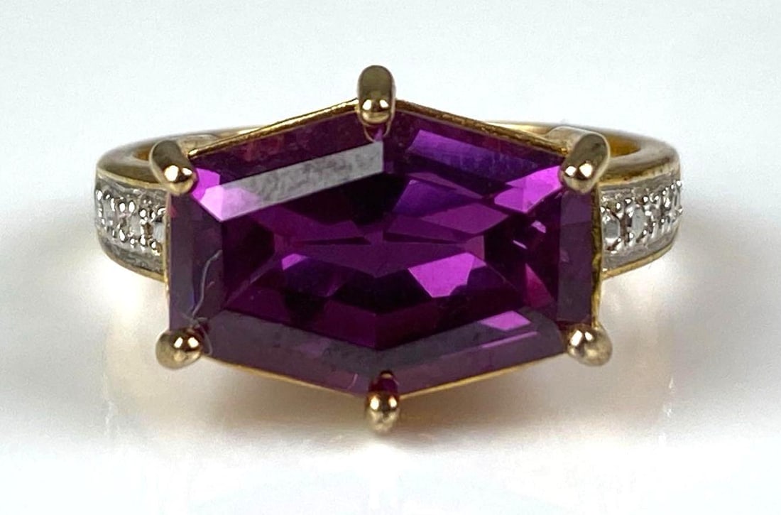 Signed Gold Plated Sterling Silver Ruby Ring: Size 9