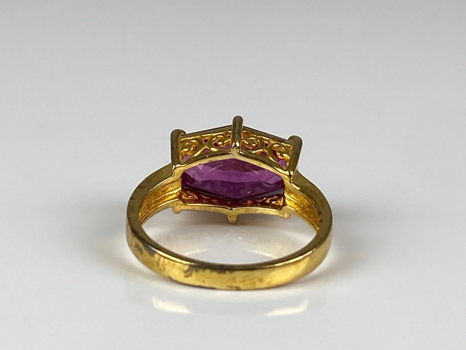 Signed Gold Plated Sterling Silver Ruby Ring - 3