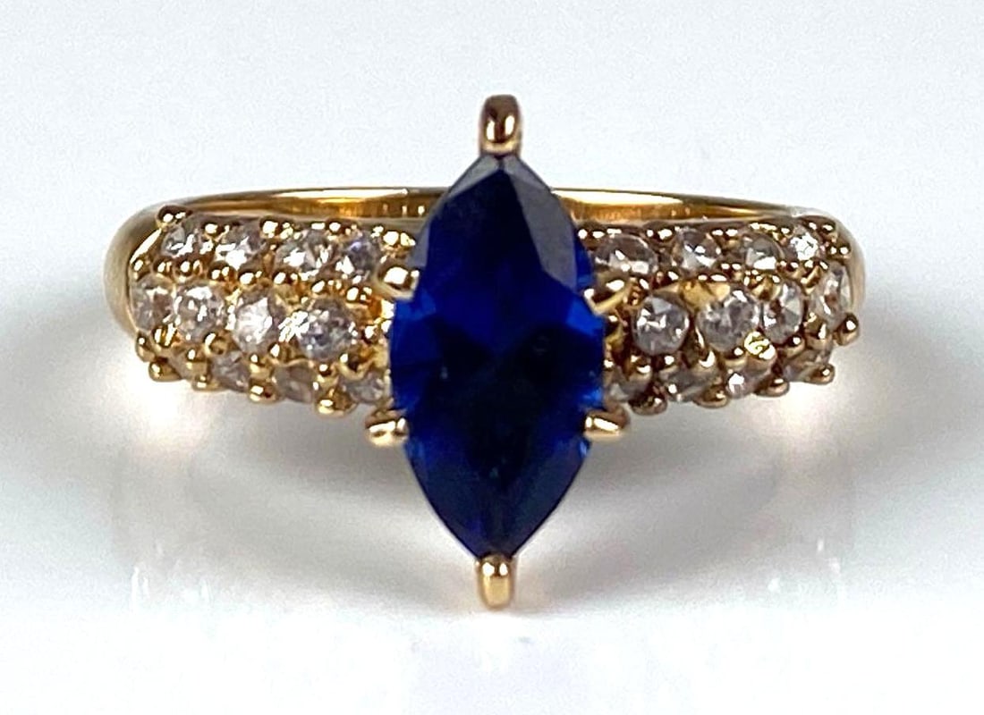 Gold Plated Sterling Silver CZ Ring: Size 9