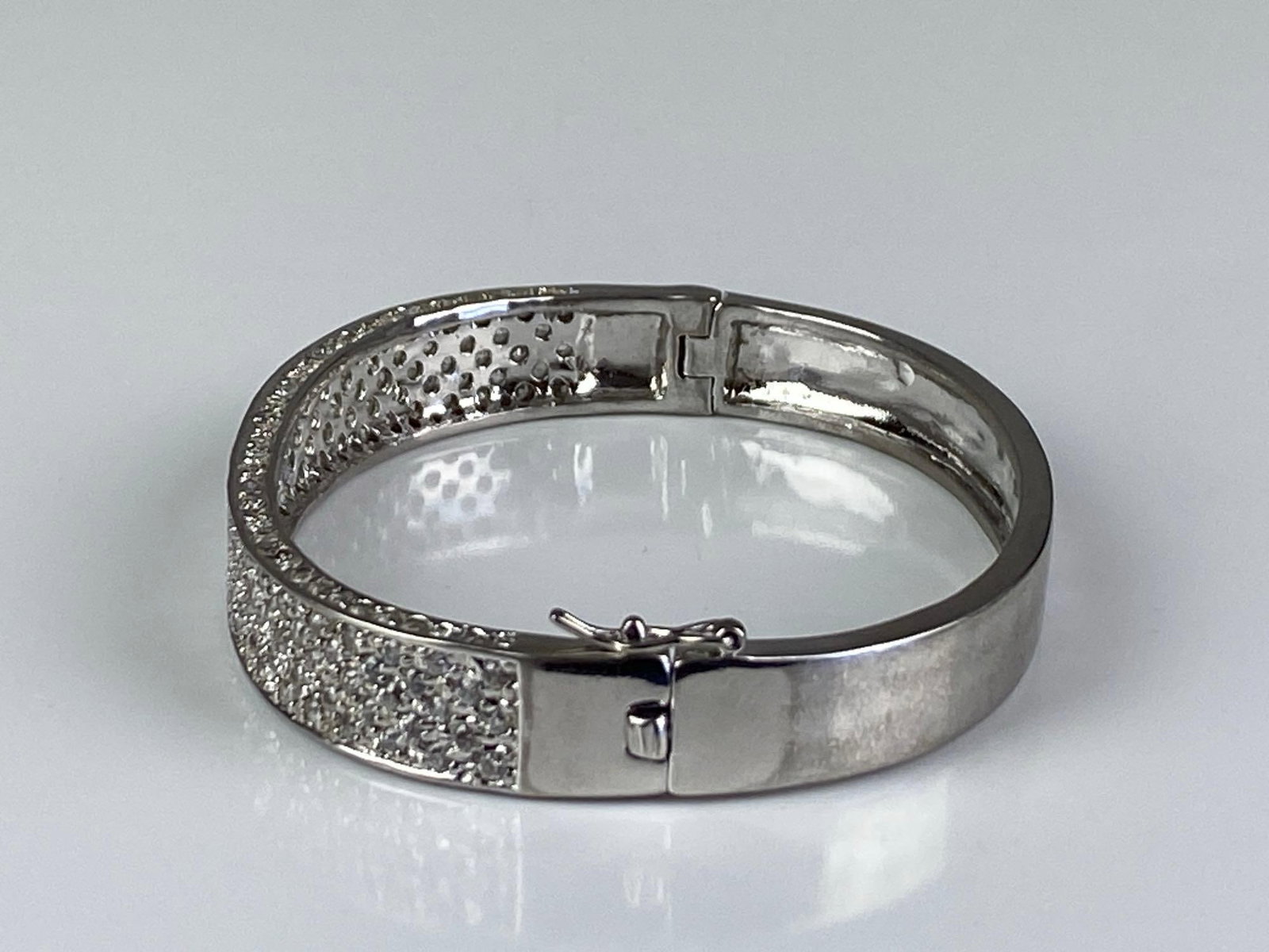 LL Signed Sterling Silver CZ Cuff Bracelet - 2