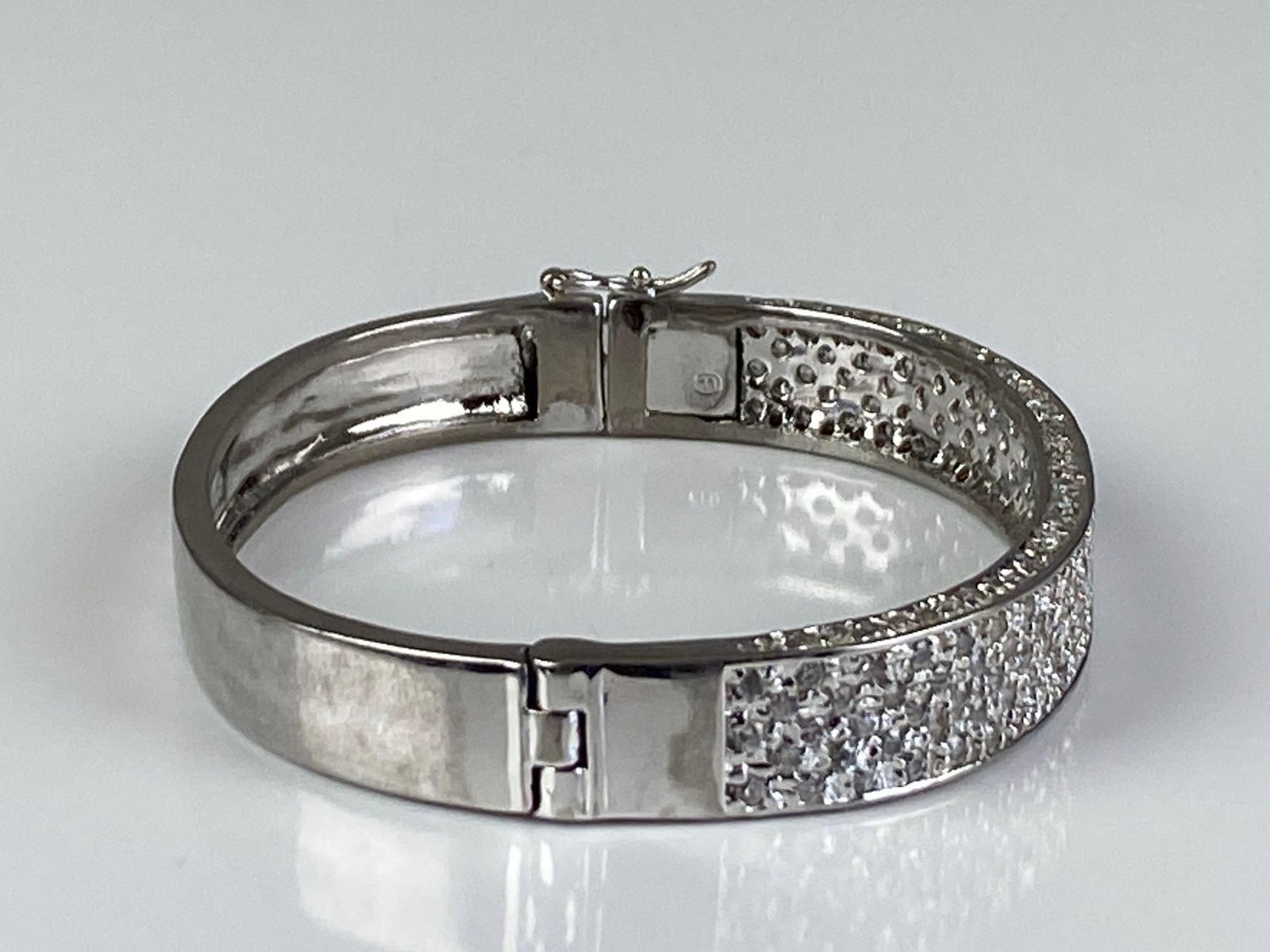 LL Signed Sterling Silver CZ Cuff Bracelet - 4