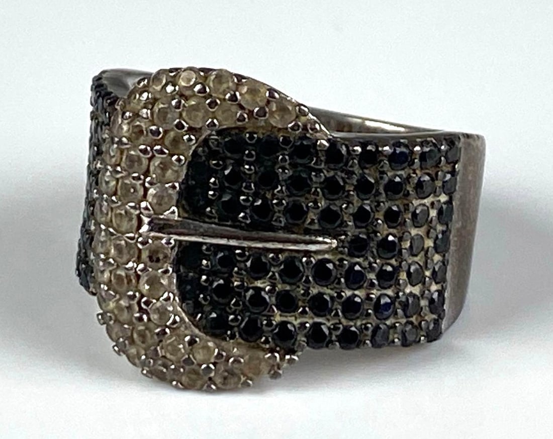 Y Signed Chinese Sterling Silver Belt Ring: Size 7