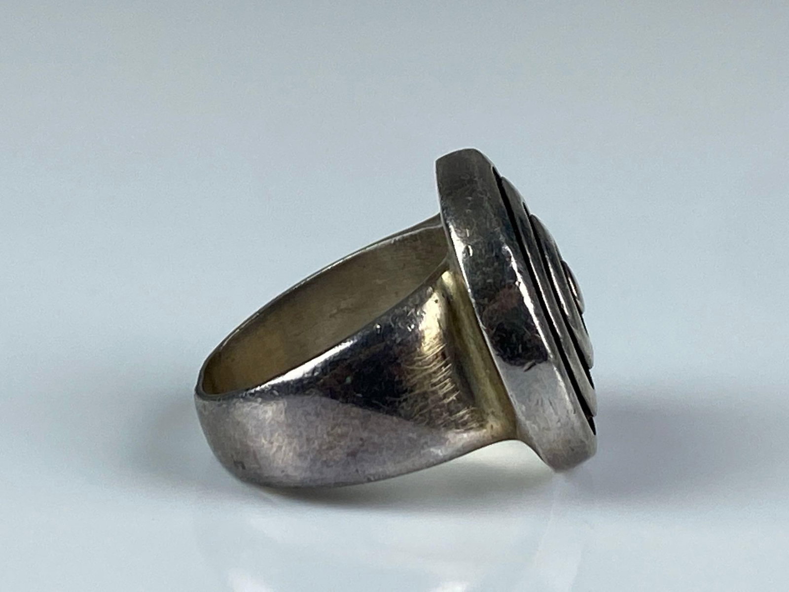 Jenks Signed Sterling Silver Target Ring - 4