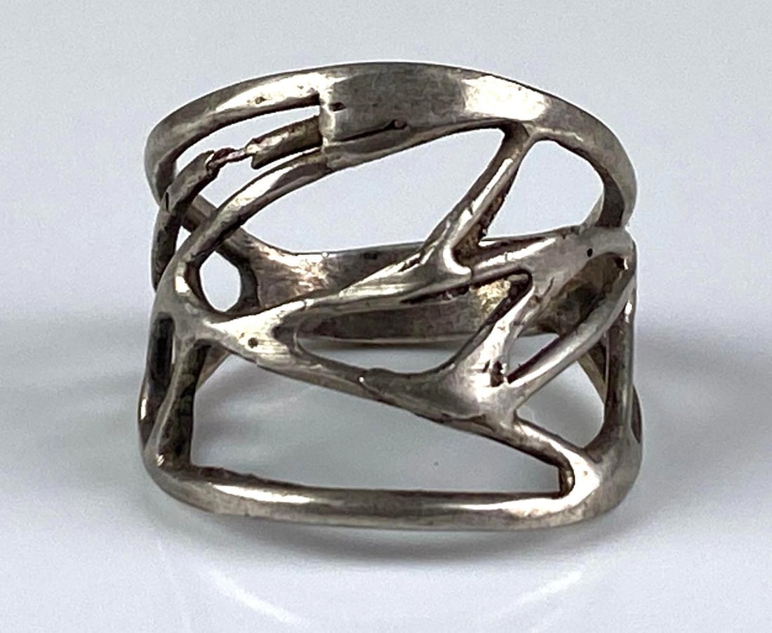 Sterling Silver Abstract Branches Ring: Size 7