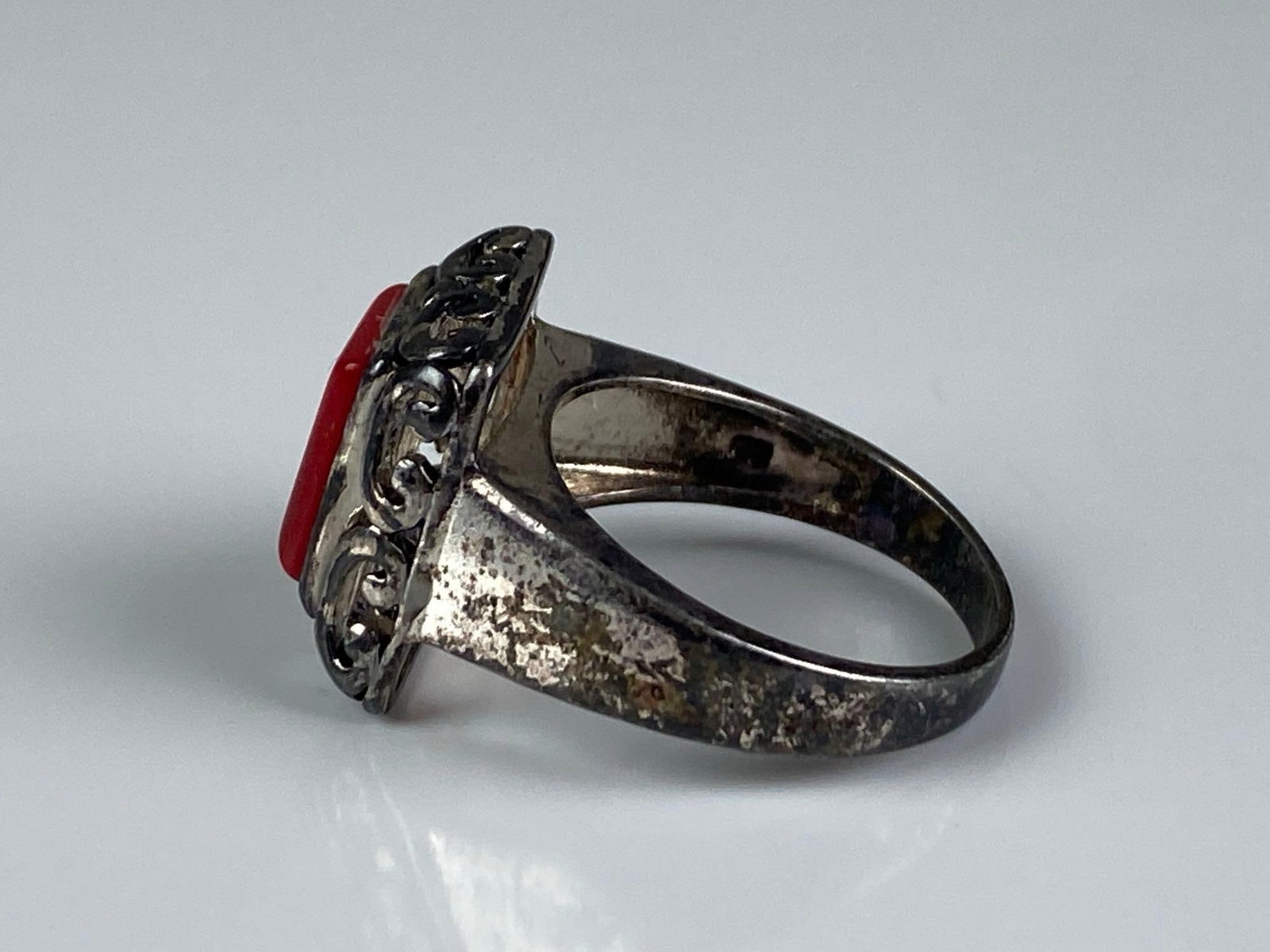 Sterling Silver Red Stone Ring - 2