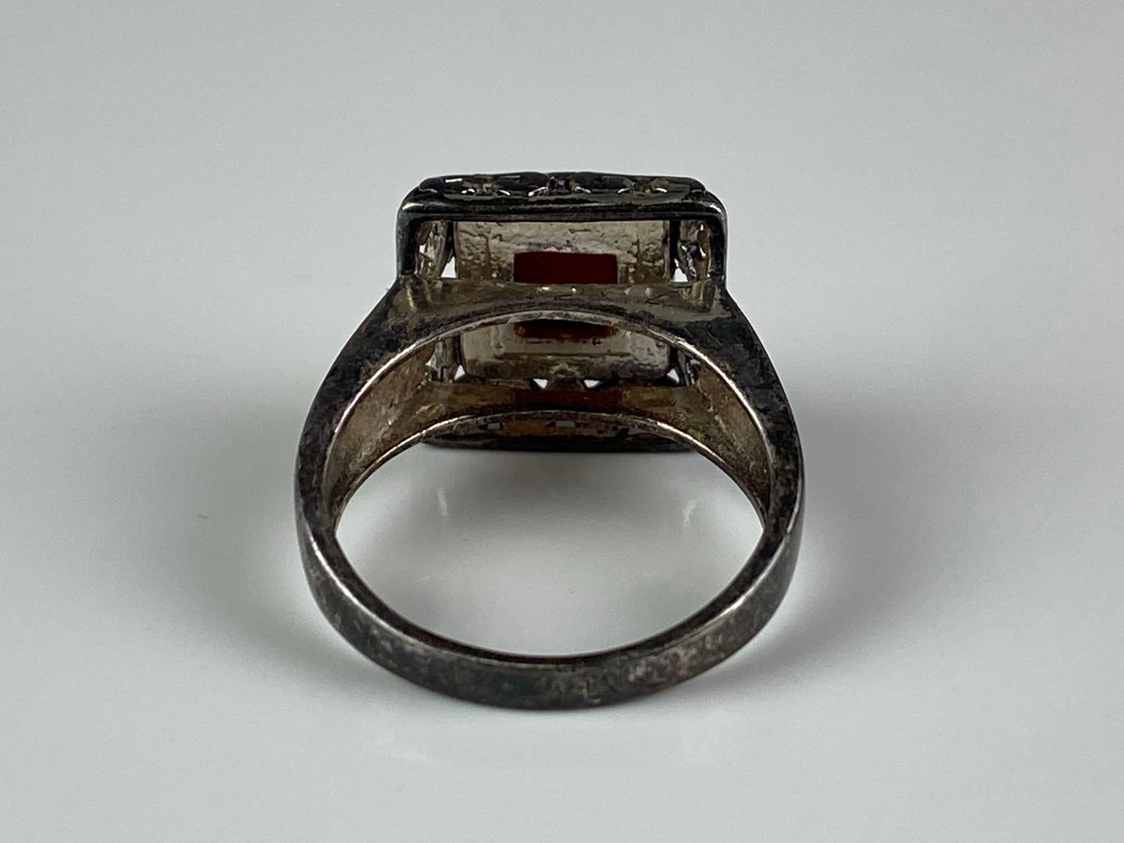 Sterling Silver Red Stone Ring - 3