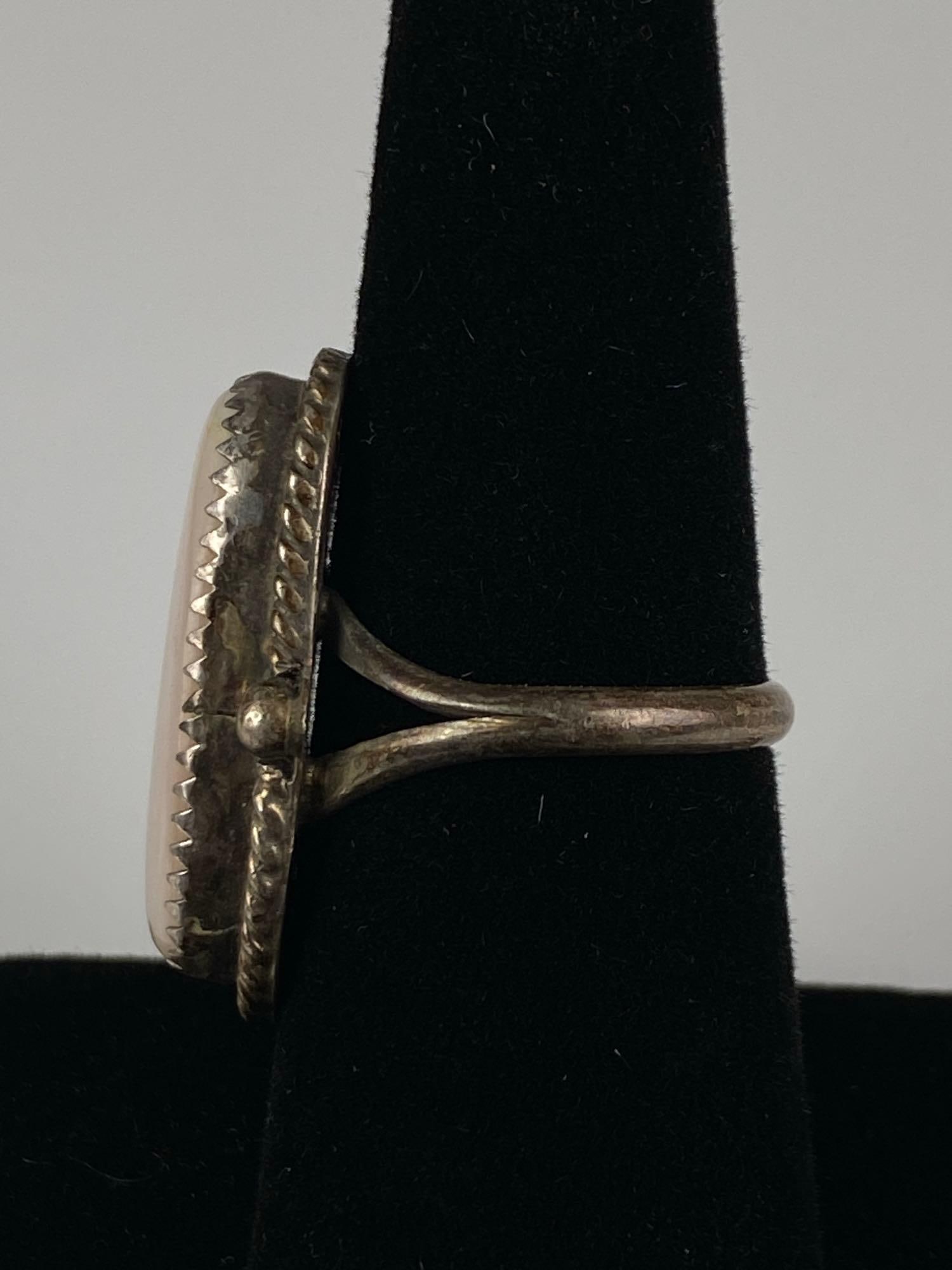Bahe Signed Sterling Silver Abalone Shell Ring - 2
