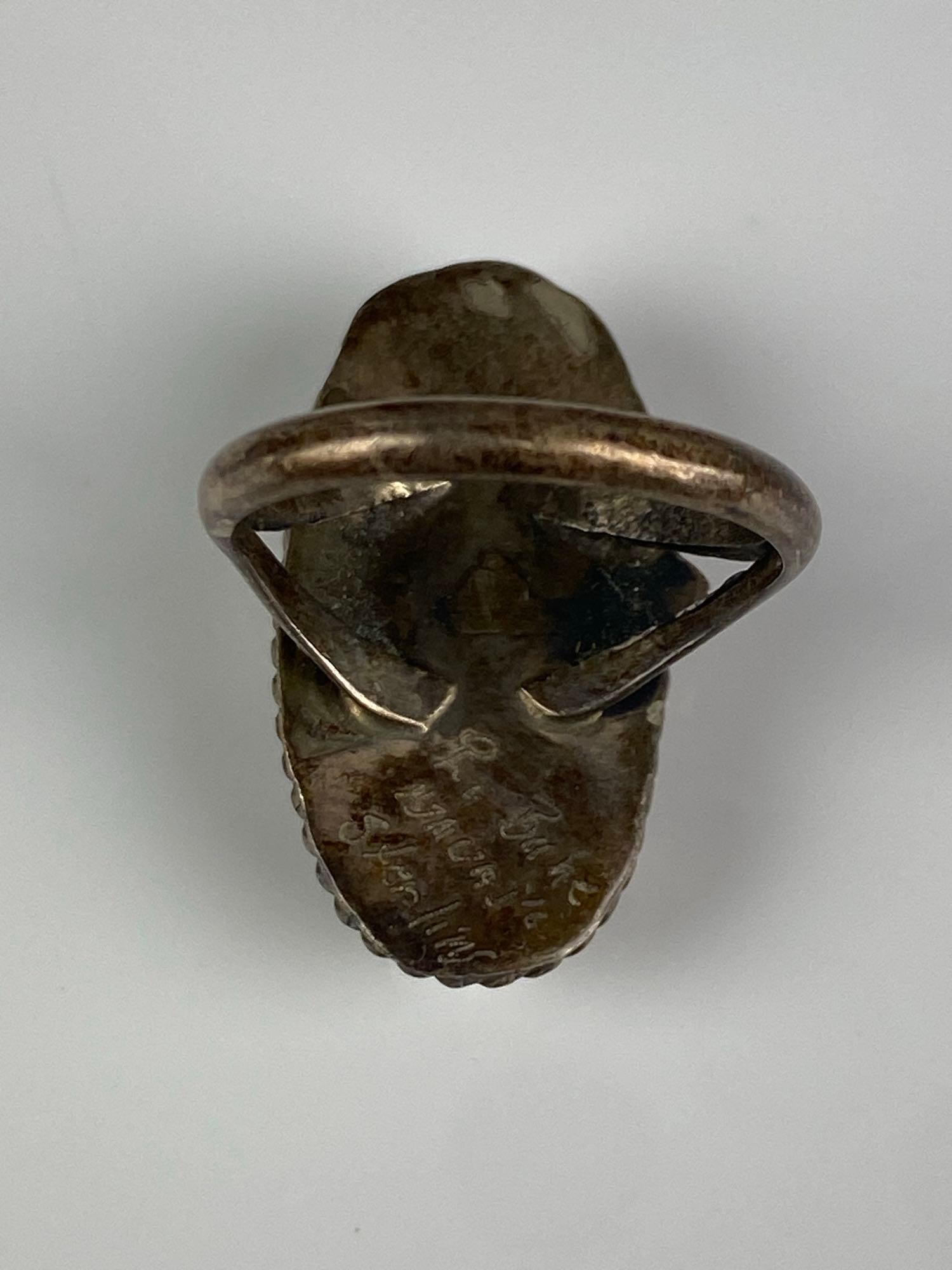 Bahe Signed Sterling Silver Abalone Shell Ring - 3