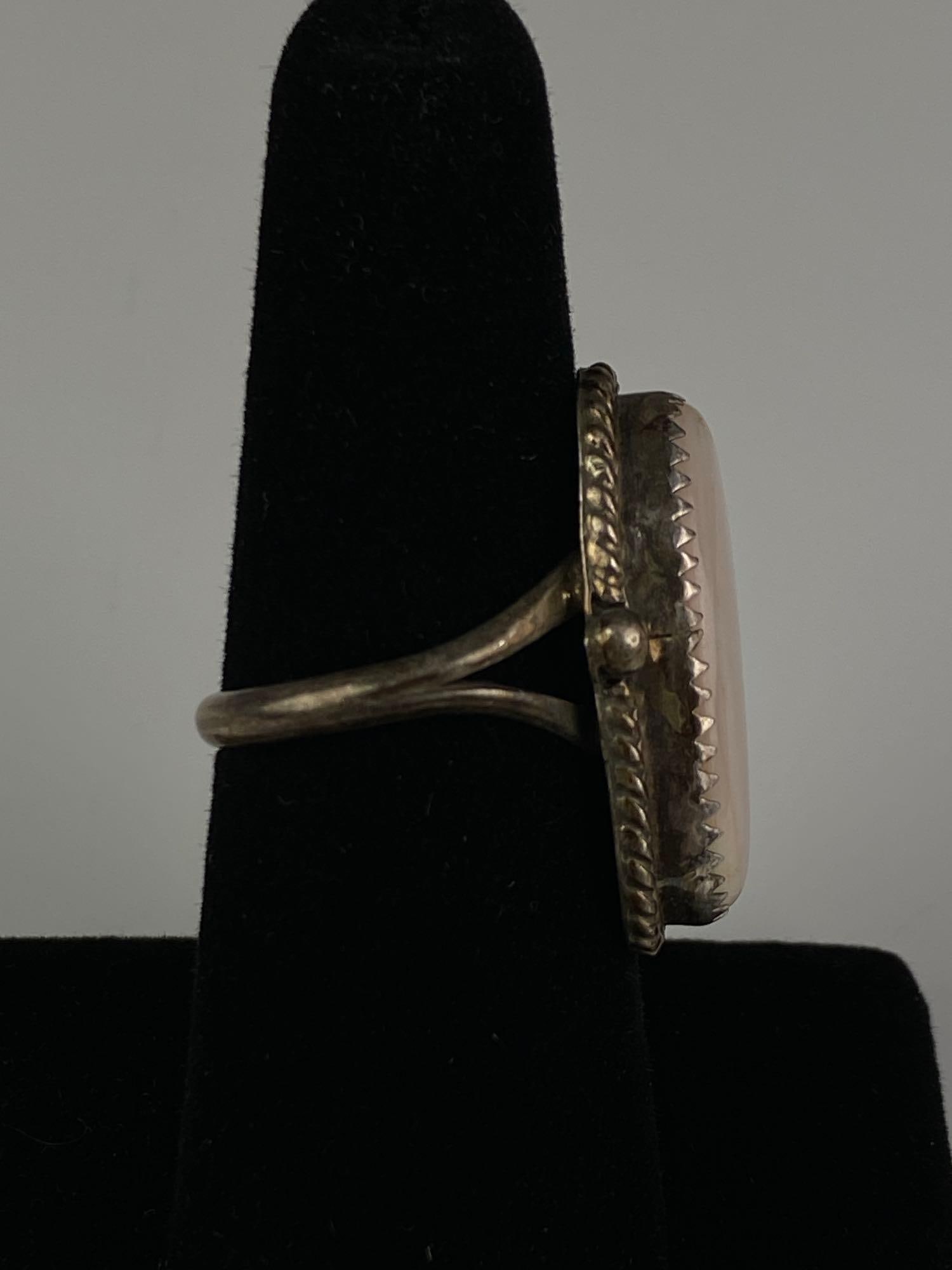 Bahe Signed Sterling Silver Abalone Shell Ring - 4