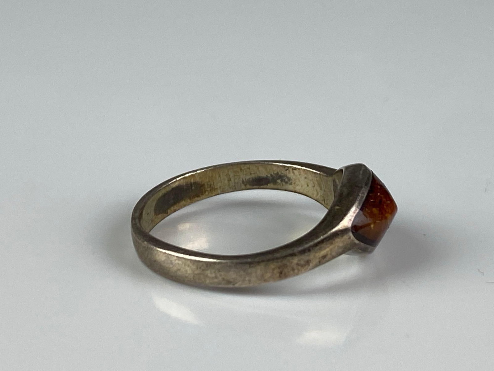 Sterling Silver Amber Ring - 3