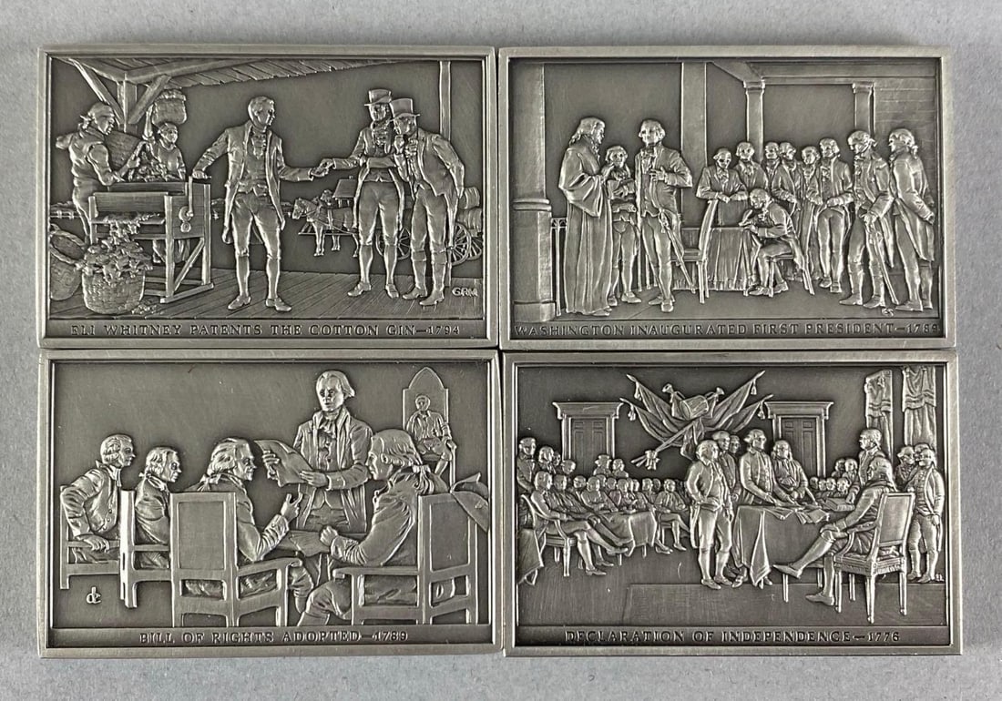Group of 4 United States Bicentennial Pewter Plaques (1 of 2)