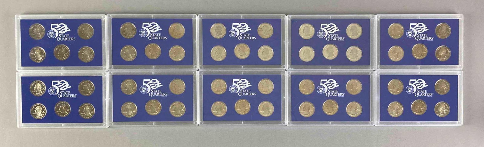Group of 10 1998 State Quarters Proof Sets: Includes 10 copies of same set