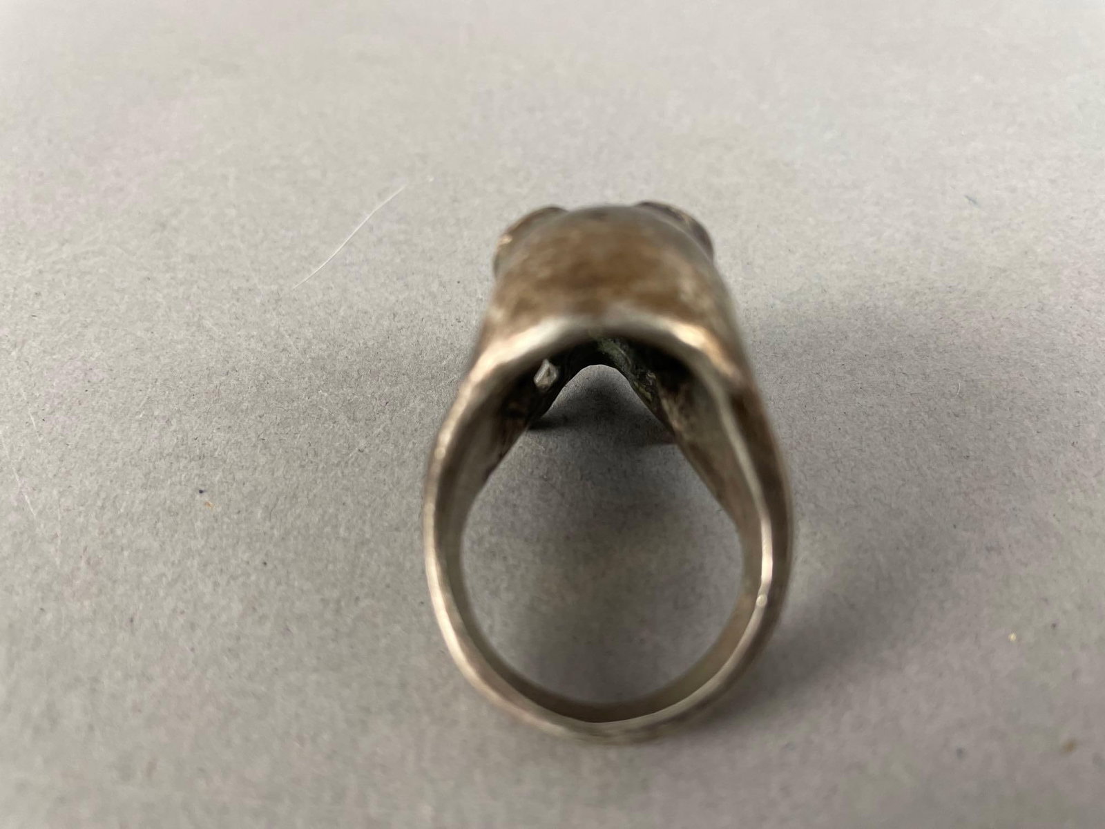 Signed JS Sterling Silver Skull Biker Ring - 3