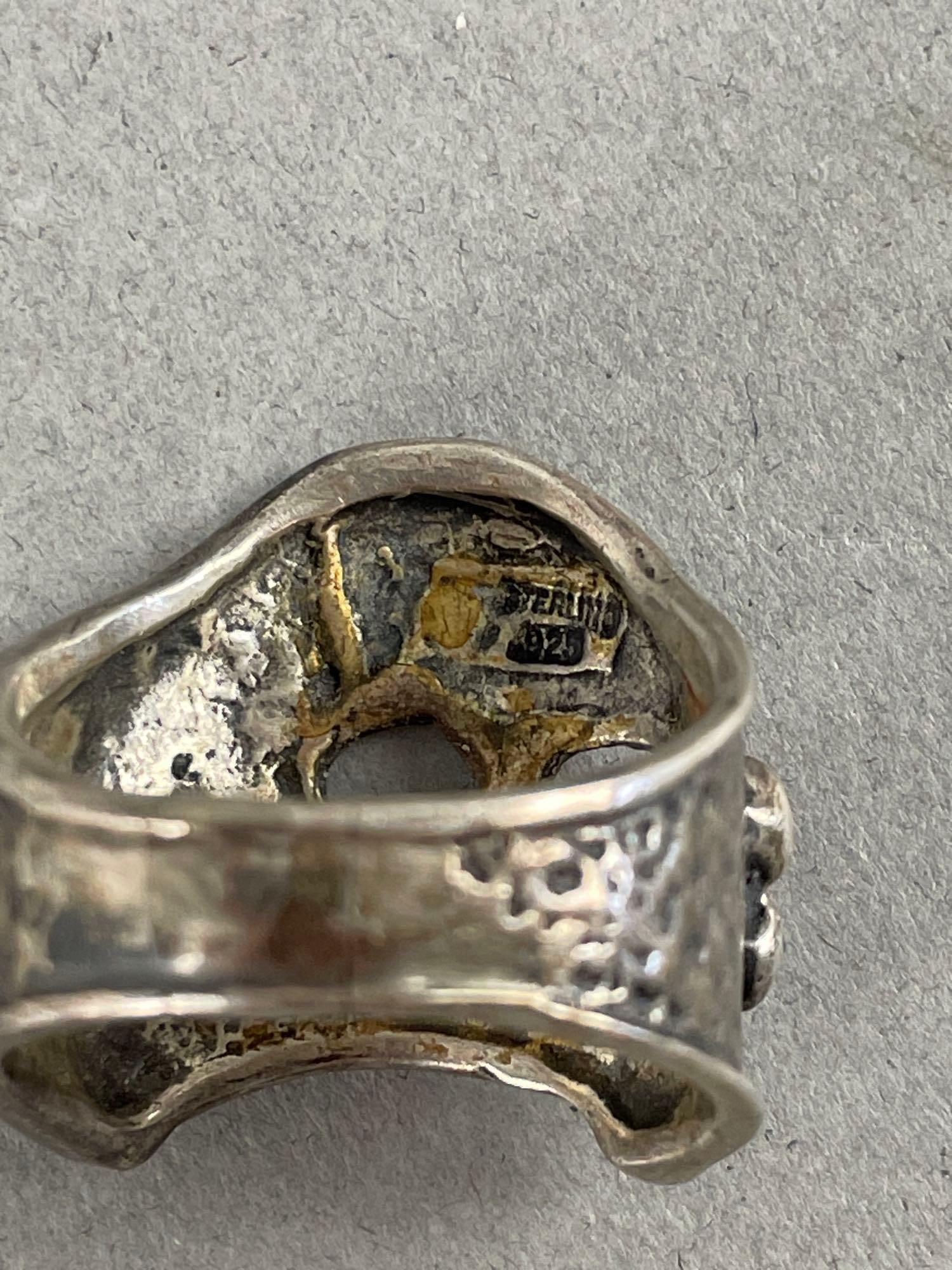 Sterling Silver Skull Biker Ring - 4