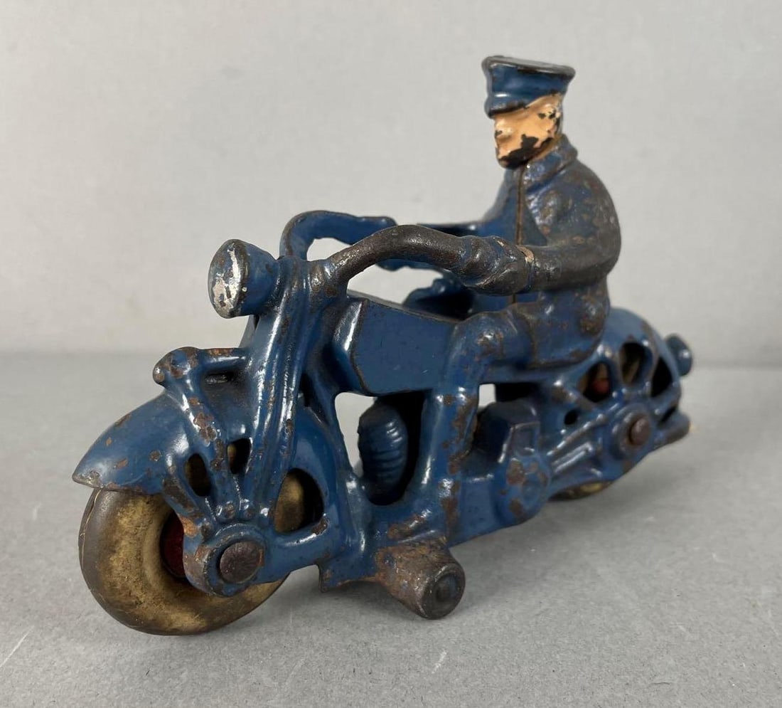 Antique Champion Cast Iron Police Motorcycle: Measures 5" long
