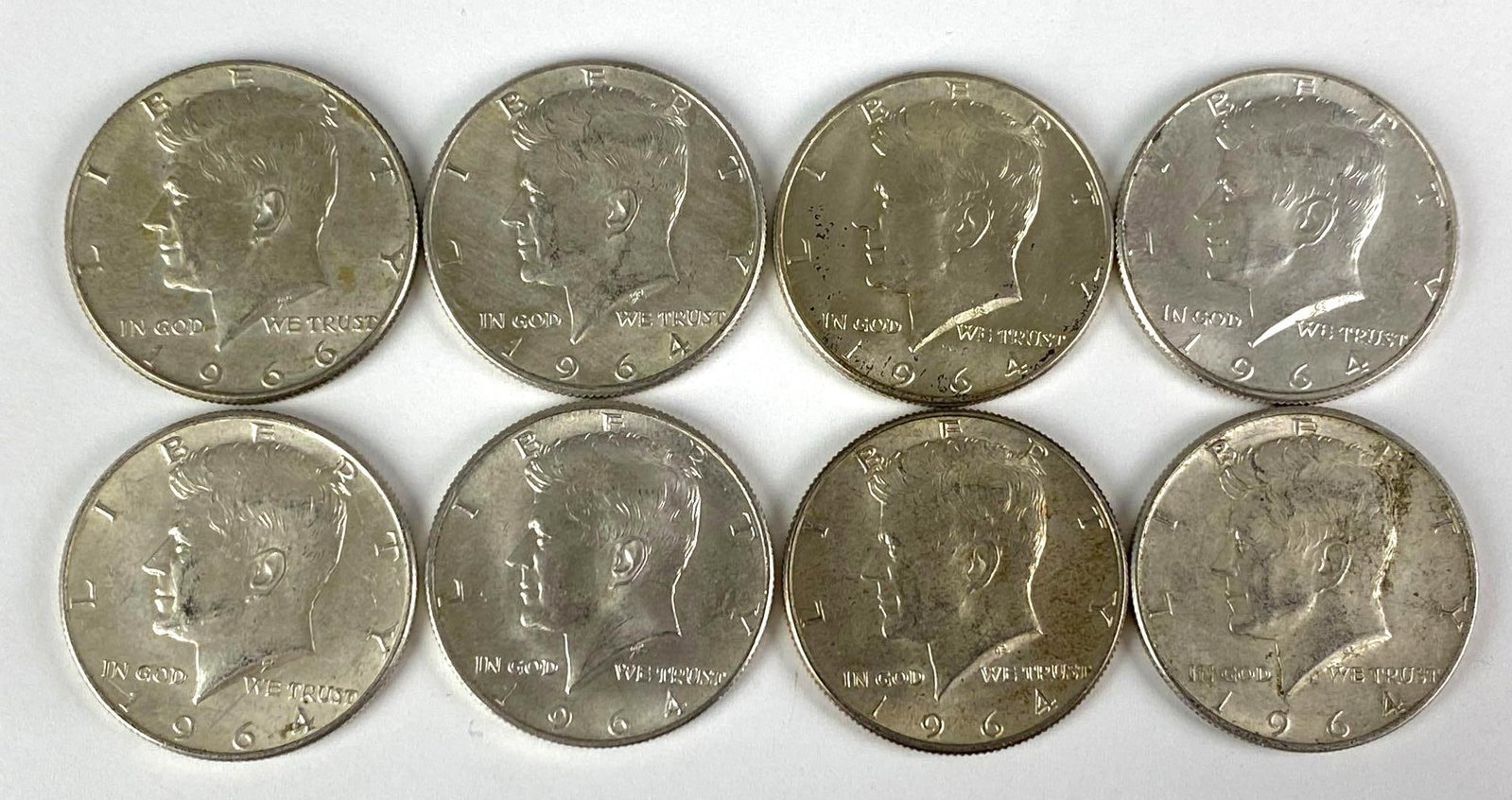 Group of 8 1960s Kennedy Silver Half Dollars (1 of 3)